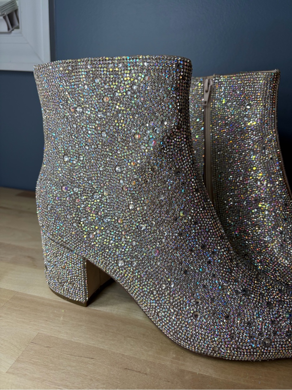 Betsey Johnson Rhinestoned Kyla Booties. Blue bottoms - Picture 3 of 11
